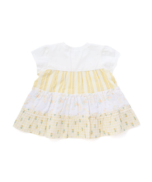 SLAP SLIP(スラップスリップ)の「【お揃い】ストライプ総柄切り替えティアード天竺半袖Tシャツ(80~130cm)(Tシャツ/カットソー・キッズ・パープル系その他/イエロー系その他・80cm/90cm/100cm/130cm/110cm/120cm)」の9枚目の写真