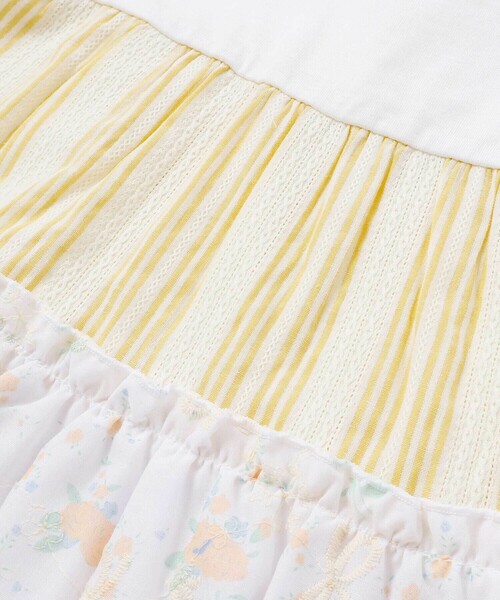 SLAP SLIP(スラップスリップ)の「【お揃い】ストライプ総柄切り替えティアード天竺半袖Tシャツ(80~130cm)(Tシャツ/カットソー・キッズ・パープル系その他/イエロー系その他・80cm/90cm/100cm/130cm/110cm/120cm)」の10枚目の写真