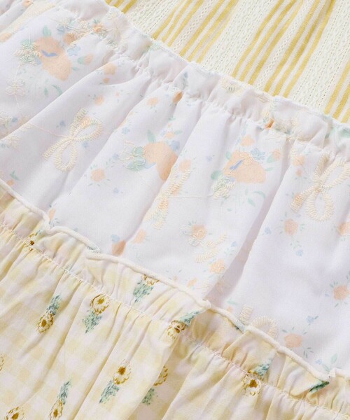 SLAP SLIP(スラップスリップ)の「【お揃い】ストライプ総柄切り替えティアード天竺半袖Tシャツ(80~130cm)(Tシャツ/カットソー・キッズ・パープル系その他/イエロー系その他・80cm/90cm/100cm/130cm/110cm/120cm)」の11枚目の写真