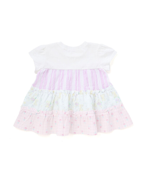 SLAP SLIP(スラップスリップ)の「【お揃い】ストライプ総柄切り替えティアード天竺半袖Tシャツ(80~130cm)(Tシャツ/カットソー・キッズ・パープル系その他/イエロー系その他・80cm/90cm/100cm/130cm/110cm/120cm)」の12枚目の写真