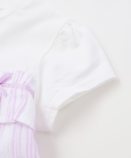 SLAP SLIP(スラップスリップ)の「【お揃い】ストライプ総柄切り替えティアード天竺半袖Tシャツ(80~130cm)(Tシャツ/カットソー・キッズ・パープル系その他/イエロー系その他・80cm/90cm/100cm/130cm/110cm/120cm)」の14枚目の写真