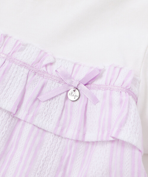 SLAP SLIP(スラップスリップ)の「【お揃い】ストライプ総柄切り替えティアード天竺半袖Tシャツ(80~130cm)(Tシャツ/カットソー・キッズ・パープル系その他/イエロー系その他・80cm/90cm/100cm/130cm/110cm/120cm)」の15枚目の写真