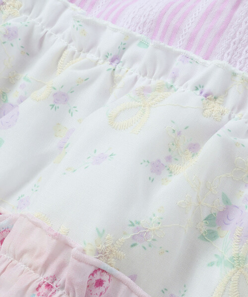 SLAP SLIP(スラップスリップ)の「【お揃い】ストライプ総柄切り替えティアード天竺半袖Tシャツ(80~130cm)(Tシャツ/カットソー・キッズ・パープル系その他/イエロー系その他・80cm/90cm/100cm/130cm/110cm/120cm)」の17枚目の写真