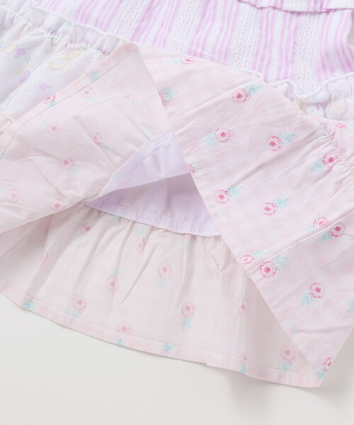 SLAP SLIP(スラップスリップ)の「【お揃い】ストライプ総柄切り替えティアード天竺半袖Tシャツ(80~130cm)(Tシャツ/カットソー・キッズ・パープル系その他/イエロー系その他・80cm/90cm/100cm/130cm/110cm/120cm)」の19枚目の写真