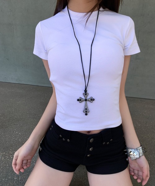 VEILA(ヴェイラ)の「ピグメントコンパクトTシャツ(Tシャツ/カットソー・レディース・ピンク/ホワイト・フリー)」の1枚目の写真
