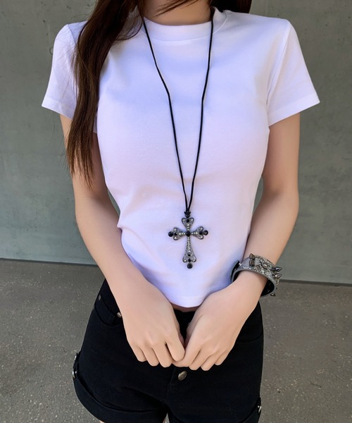 VEILA(ヴェイラ)の「ピグメントコンパクトTシャツ(Tシャツ/カットソー・レディース・ピンク/ホワイト・フリー)」の5枚目の写真