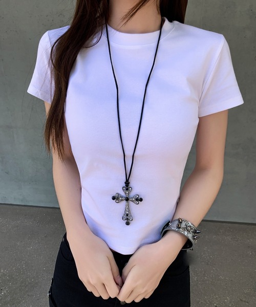 VEILA(ヴェイラ)の「ピグメントコンパクトTシャツ(Tシャツ/カットソー・レディース・ピンク/ホワイト・フリー)」の6枚目の写真