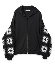 CROCHET SLEEVE SWEAT PARKA