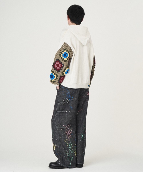 DISCOVERED（ディスカバード）の「CROCHET SLEEVE SWEAT PARKA（パーカー・メンズ・ブラック/ホワイト・1/3）」の9枚目の写真