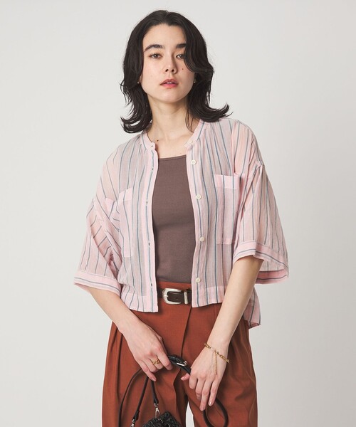 green label relaxing(グリーンレーベルリラクシング)の「100/2 ポケット ストライプ シャツ(シャツ/ブラウス・レディース・ライム/ライトピンク/オフホワイト・FREE)」の22枚目の写真