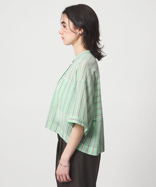 green label relaxing(グリーンレーベルリラクシング)の「100/2 ポケット ストライプ シャツ(シャツ/ブラウス・レディース・ライム/ライトピンク/オフホワイト・FREE)」の15枚目の写真