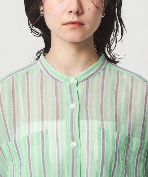 green label relaxing(グリーンレーベルリラクシング)の「100/2 ポケット ストライプ シャツ(シャツ/ブラウス・レディース・ライム/ライトピンク/オフホワイト・FREE)」の13枚目の写真