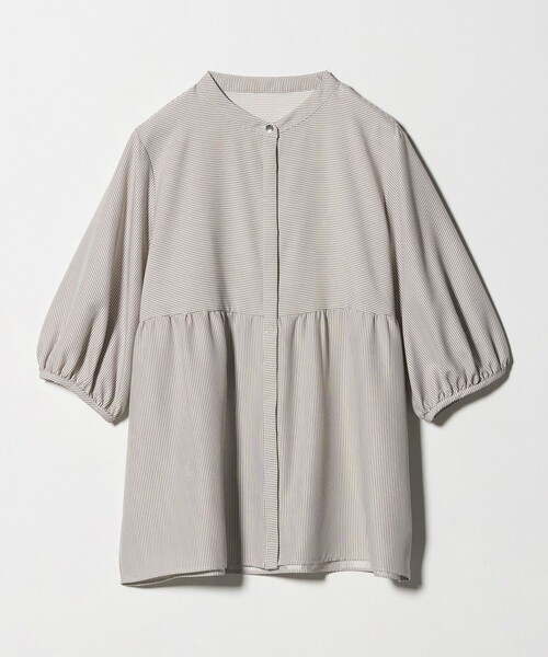A DAY IN THE LIFE UNITED ARROWS(アデイインザライフユナイテッドアローズ)の「ペプラム バンドカラーブラウス 6分袖 <A DAY IN THE LIFE>(シャツ/ブラウス・レディース・ベージュ/ネイビー/ライム/ロイヤルブルー・FREE)」の1枚目の写真