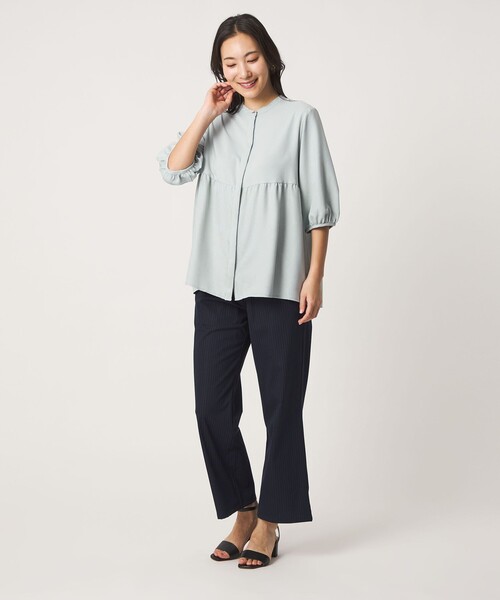 A DAY IN THE LIFE UNITED ARROWS(アデイインザライフユナイテッドアローズ)の「ペプラム バンドカラーブラウス 6分袖 <A DAY IN THE LIFE>(シャツ/ブラウス・レディース・ベージュ/ネイビー/ライム/ロイヤルブルー・FREE)」の15枚目の写真