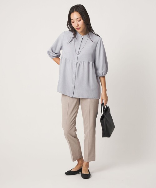 A DAY IN THE LIFE UNITED ARROWS(アデイインザライフユナイテッドアローズ)の「ペプラム バンドカラーブラウス 6分袖 <A DAY IN THE LIFE>(シャツ/ブラウス・レディース・ベージュ/ネイビー/ライム/ロイヤルブルー・FREE)」の18枚目の写真