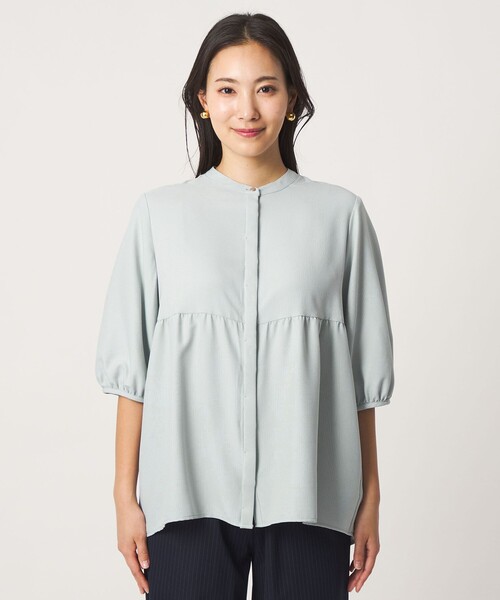 A DAY IN THE LIFE UNITED ARROWS(アデイインザライフユナイテッドアローズ)の「ペプラム バンドカラーブラウス 6分袖 <A DAY IN THE LIFE>(シャツ/ブラウス・レディース・ベージュ/ネイビー/ライム/ロイヤルブルー・FREE)」の20枚目の写真