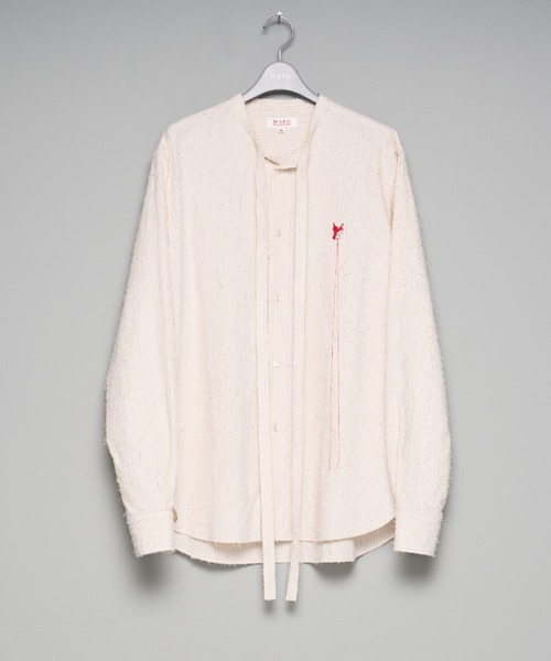 MASU（エムエーエスユー）の「【M A S U】SHAGGY STRIPE BOW TIE SHIRT（シャツ/ブラウス・メンズ・ホワイト/ブラック・46/48）」の2枚目の写真