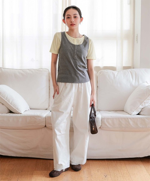 miette(ミエット)の「レイヤードライク半袖トップス(Tシャツ/カットソー・レディース・チャコールグレー/ブラック/ネイビー/レッド・L/M/S)」の12枚目の写真