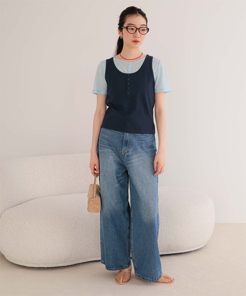 miette(ミエット)の「レイヤードライク半袖トップス(Tシャツ/カットソー・レディース・チャコールグレー/ブラック/ネイビー/レッド・L/M/S)」の17枚目の写真
