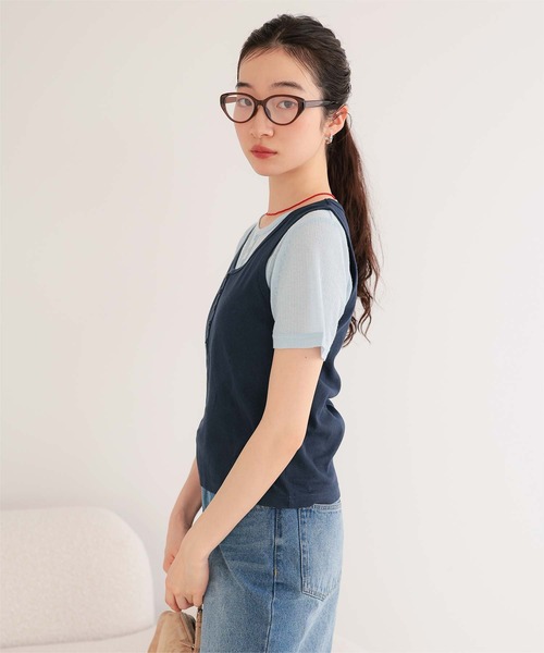 miette(ミエット)の「レイヤードライク半袖トップス(Tシャツ/カットソー・レディース・チャコールグレー/ブラック/ネイビー/レッド・L/M/S)」の20枚目の写真