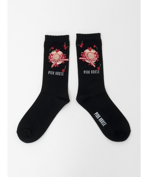 PINK HOUSE（ピンクハウス）の「さくらんぼの日曜日モチーフソックス（ソックス/靴下・レディース・ホワイト/ピンク/レッド/ネイビー/ブラック・フリー）」の3枚目の写真