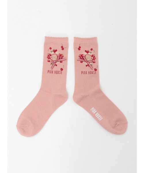 PINK HOUSE（ピンクハウス）の「さくらんぼの日曜日モチーフソックス（ソックス/靴下・レディース・ホワイト/ピンク/レッド/ネイビー/ブラック・フリー）」の6枚目の写真