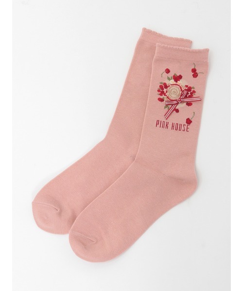 PINK HOUSE（ピンクハウス）の「さくらんぼの日曜日モチーフソックス（ソックス/靴下・レディース・ホワイト/ピンク/レッド/ネイビー/ブラック・フリー）」の7枚目の写真
