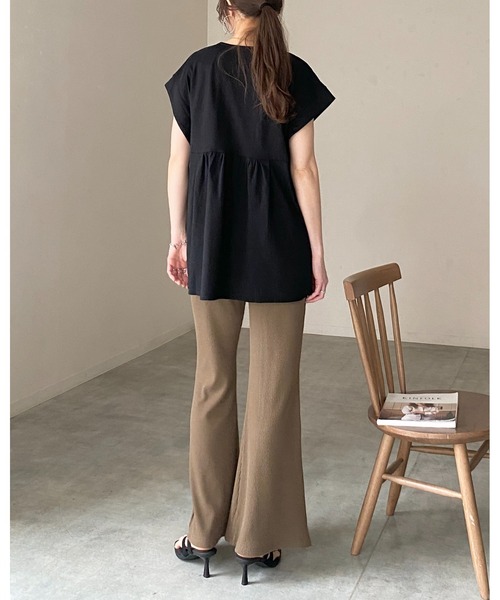 She's Closet(シーズクローゼット)の「ストレッチ ハイウエスト ロング フレアリブパンツ イージーパンツ(その他パンツ・レディース・ブラック/グレイッシュベージュ/カーキブラウン/杢グレー・FREE)」の13枚目の写真