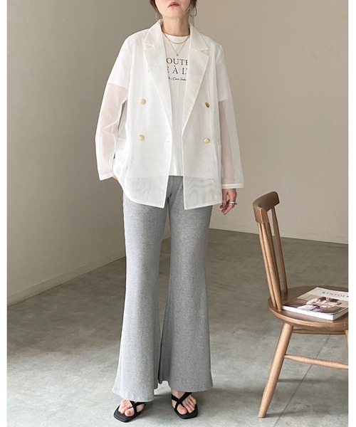 She's Closet(シーズクローゼット)の「ストレッチ ハイウエスト ロング フレアリブパンツ イージーパンツ(その他パンツ・レディース・ブラック/グレイッシュベージュ/カーキブラウン/杢グレー・FREE)」の16枚目の写真