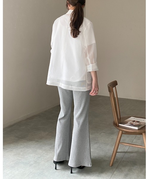 She's Closet(シーズクローゼット)の「ストレッチ ハイウエスト ロング フレアリブパンツ イージーパンツ(その他パンツ・レディース・ブラック/グレイッシュベージュ/カーキブラウン/杢グレー・FREE)」の17枚目の写真