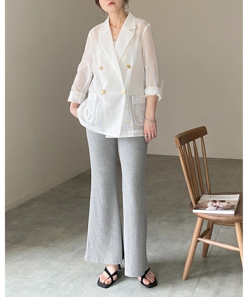She's Closet(シーズクローゼット)の「ストレッチ ハイウエスト ロング フレアリブパンツ イージーパンツ(その他パンツ・レディース・ブラック/グレイッシュベージュ/カーキブラウン/杢グレー・FREE)」の22枚目の写真
