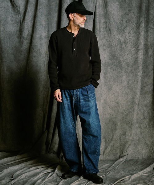 wjk（ダヴルジェイケイ）の「mp14987- wide banana used ワイドバナナデニムパンツ(5225 dn91j)（デニムパンツ・メンズ・チャコールグレー/インディゴブルー・S/M/L/XL）」の4枚目の写真