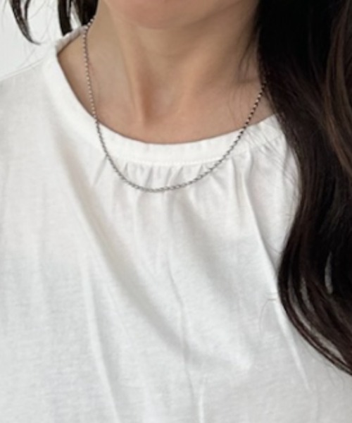 umune(ウムネ)の「Tシャツ 半袖 チュール シアー ドッキング 切替 ギャザー ペプラム フェミニン レイヤード風 トップス カジュアル 夏(Tシャツ/カットソー・レディース・ブラック/グレー/オフホワイト・FREE)」の14枚目の写真
