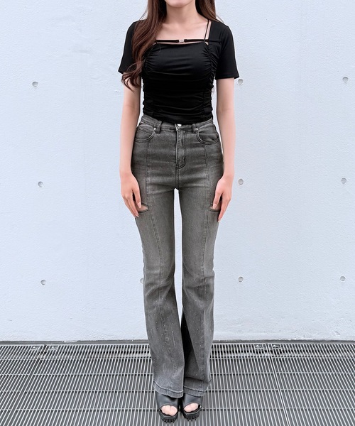 NOMAE(ノーマエ)の「サイドスリットビジューフレアデニム(デニムパンツ・レディース・ブルー/ブラック・SMALL/MEDIUM)」の19枚目の写真