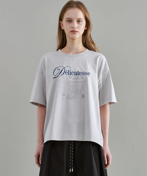 MALOUPE(マロップ)の「5215 オーバーサイズグラフィックTシャツ (ライトグレー)(Tシャツ/カットソー・レディース・ライトグレー・FREE)」の1枚目の写真