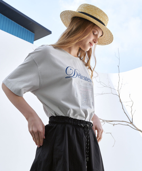 MALOUPE(マロップ)の「5215 オーバーサイズグラフィックTシャツ (ライトグレー)(Tシャツ/カットソー・レディース・ライトグレー・FREE)」の2枚目の写真