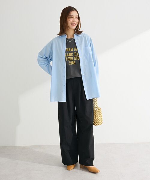 Green Parks(グリーンパークス)の「ピグメントロゴTシャツ(Tシャツ/カットソー・レディース・ホワイト系その他2/チャコールグレー/ベージュ・FREE)」の5枚目の写真