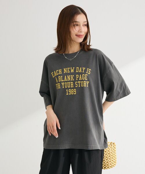 Green Parks(グリーンパークス)の「ピグメントロゴTシャツ(Tシャツ/カットソー・レディース・ホワイト系その他2/チャコールグレー/ベージュ・FREE)」の7枚目の写真