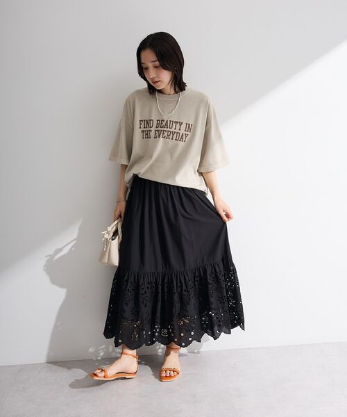 Green Parks(グリーンパークス)の「ピグメントロゴTシャツ(Tシャツ/カットソー・レディース・ホワイト系その他2/チャコールグレー/ベージュ・FREE)」の21枚目の写真