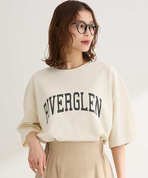 Green Parks(グリーンパークス)の「ピグメントロゴTシャツ(Tシャツ/カットソー・レディース・ホワイト系その他2/チャコールグレー/ベージュ・FREE)」の1枚目の写真