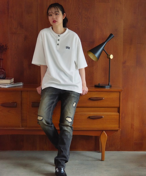 JACKROSE(ジャックローズ)の「B-TRS-コンチョボタン ヘンリーネック SSTEE(Tシャツ/カットソー・メンズ・ホワイト/ブラウン/ブラック・M/L)」の15枚目の写真
