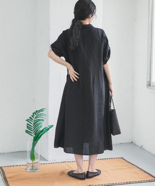 URBAN RESEARCH DOORS（アーバンリサーチドアーズ）の「リネン半袖シャツワンピース（ワンピース・レディース・ブラック/ロイヤルブルー/チェック・FREE）」の15枚目の写真