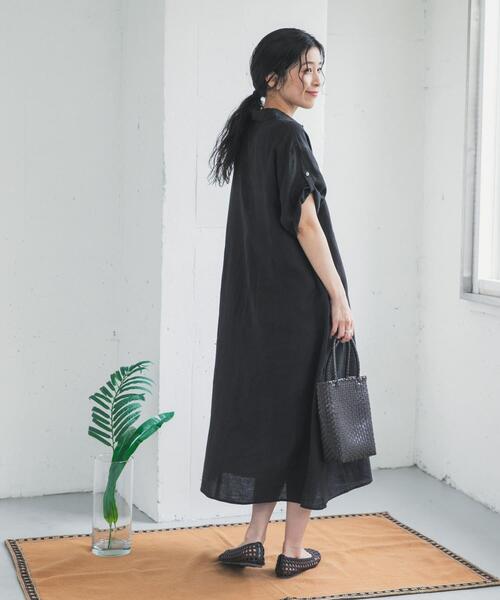 URBAN RESEARCH DOORS（アーバンリサーチドアーズ）の「リネン半袖シャツワンピース（ワンピース・レディース・ブラック/ロイヤルブルー/チェック・FREE）」の19枚目の写真