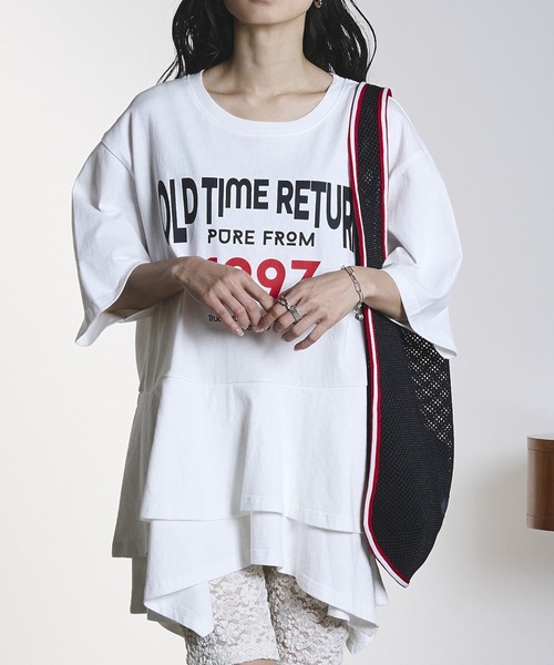 OKIRAKU×ROSEBUD)PEPLUM LOGO TEE（Tシャツ/カットソー）｜OKIRAKU