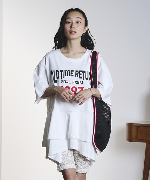 OKIRAKU×ROSEBUD)PEPLUM LOGO TEE(Tシャツ/カットソー)|OKIRAKU OKIRAKU×ROSEBUD)PEPLUM LOGO TEE(Tシャツ/カットソー)|OKIRAKU