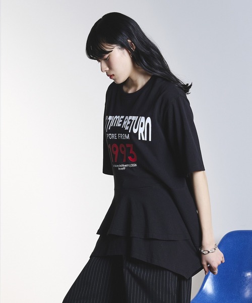 OKIRAKU(オキラク)の「(OKIRAKU×ROSEBUD)PEPLUM LOGO TEE(Tシャツ/カットソー・レディース・ブラック/ホワイト・ONE SIZE)」の10枚目の写真