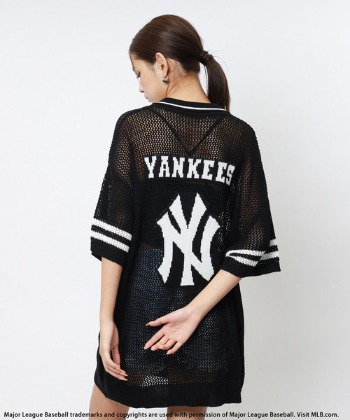 BACK TO THE FIELD（バック トゥー ザ フィールド）の「【MLB】バックロゴメッシュポロジャガードニット（ニット/セーター・レディース・ブラック/ブルー/ホワイト・FREE）」の18枚目の写真
