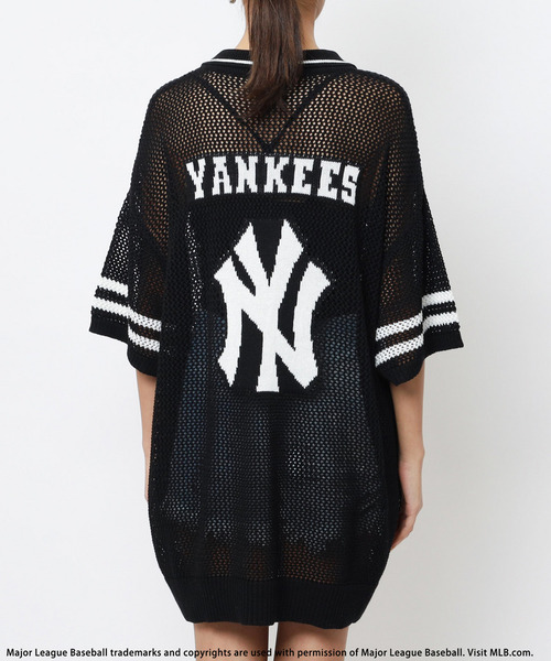 BACK TO THE FIELD（バック トゥー ザ フィールド）の「【MLB】バックロゴメッシュポロジャガードニット（ニット/セーター・レディース・ブラック/ブルー/ホワイト・FREE）」の15枚目の写真