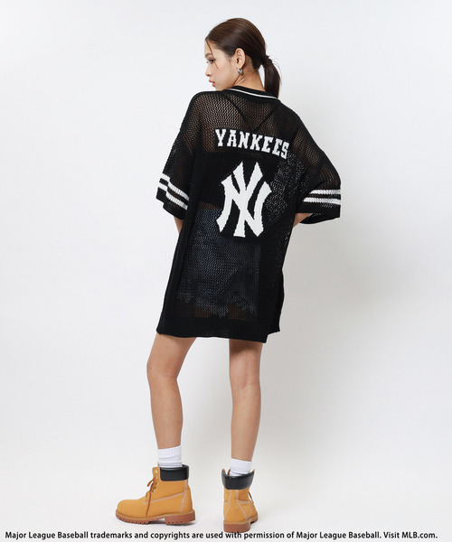 BACK TO THE FIELD（バック トゥー ザ フィールド）の「【MLB】バックロゴメッシュポロジャガードニット（ニット/セーター・レディース・ブラック/ブルー/ホワイト・FREE）」の9枚目の写真