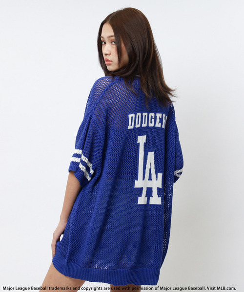 BACK TO THE FIELD（バック トゥー ザ フィールド）の「【MLB】バックロゴメッシュポロジャガードニット（ニット/セーター・レディース・ブラック/ブルー/ホワイト・FREE）」の3枚目の写真